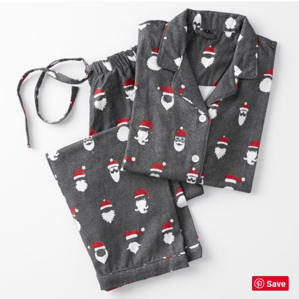 Pottery Barn Teen Cool Santa Flanne Pajama Set MED